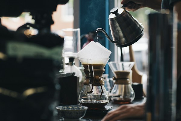 Fresh coffee beans being roasted to perfection